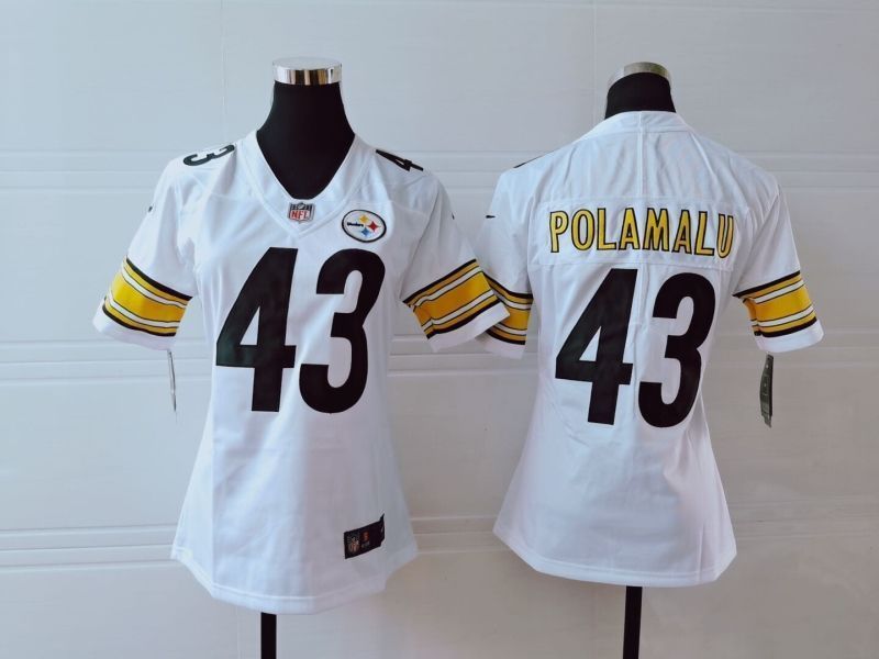 Pittsburgh Steelers Troy Polamalu 43 Nfl 2020 White Womens Jersey