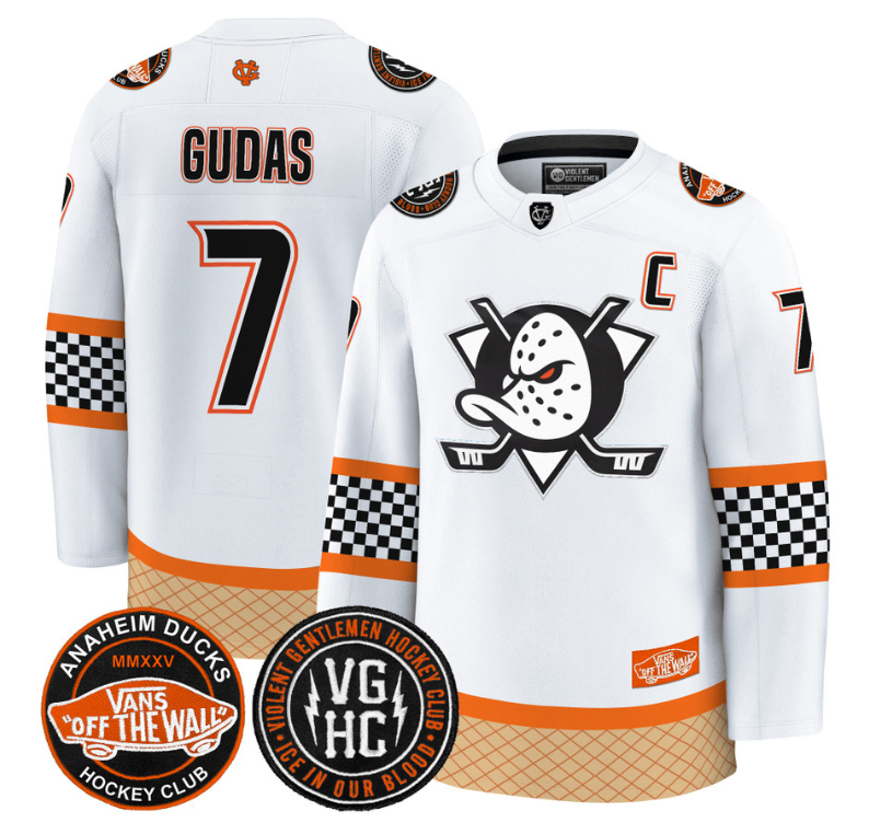 Radko Gudas Jersey #7 Anaheim Ducks Checkerboard 2025 Premium Stitched White