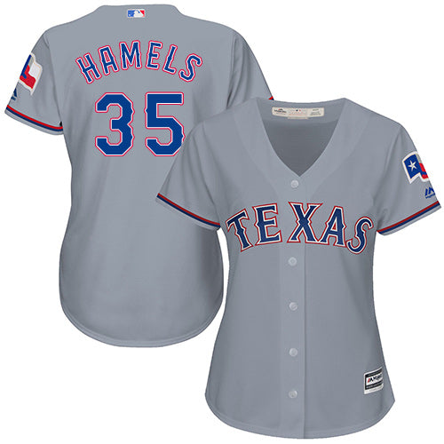 Rangers 35 Cole Hamels Grey Road Womens Stitched Baseball Jersey
