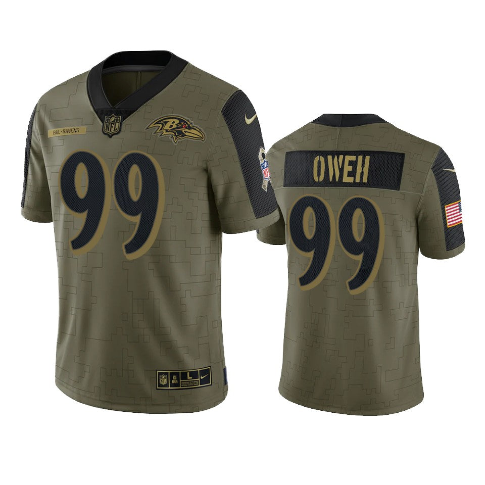 Ravens Jayson Oweh Limited Jersey Olive 2021 Salute To Service