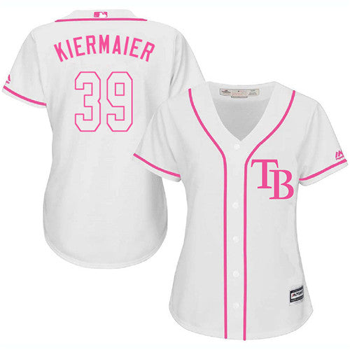 Rays 39 Kevin Kiermaier White Pink Fashion Womens Stitched Baseball Jersey
