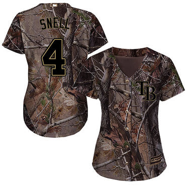 Rays 4 Blake Snell Camo Realtree Collection Cool Base Womens Stitched Baseball Jersey