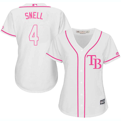 Rays 4 Blake Snell White Pink Fashion Womens Stitched Baseball Jersey