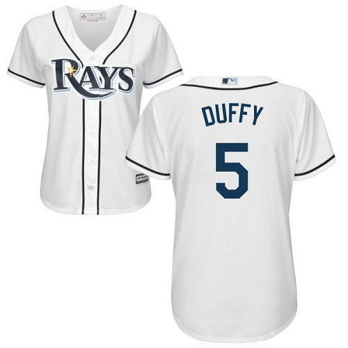 Rays 5 Matt Duffy White Home Womens Stitched Baseball Jersey