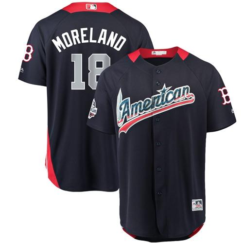 Red Sox 18 Mitch Moreland Navy Blue 2018 All star American League Stitched Baseball Jersey