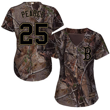 Red Sox 25 Steve Pearce Camo Realtree Collection Cool Base Womens Stitched Baseball Jersey