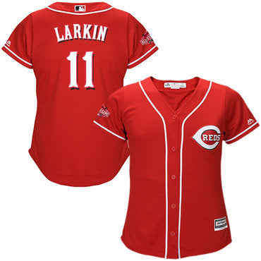 Reds 11 Barry Larkin Red Alternate Womens Stitched Baseball Jersey