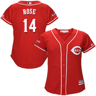 Reds 14 Pete Rose Red Alternate Womens Stitched Baseball Jersey