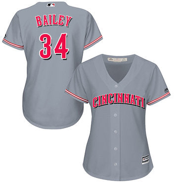 Reds 34 Homer Bailey Grey Road Womens Stitched Baseball Jersey