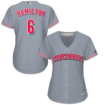 Reds 6 Billy Hamilton Grey Road Womens Stitched Baseball Jersey