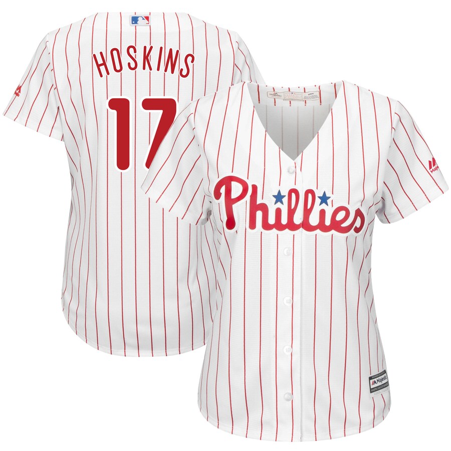 Rhys Hoskins Philadelphia Phillies Majestic Womens Cool Base Replica Player Jersey White
