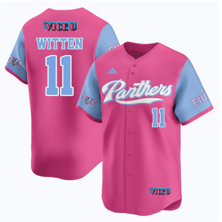 Rich Witten Jersey #11 FIU Baseball 2025 Vice U Stitched Pink
