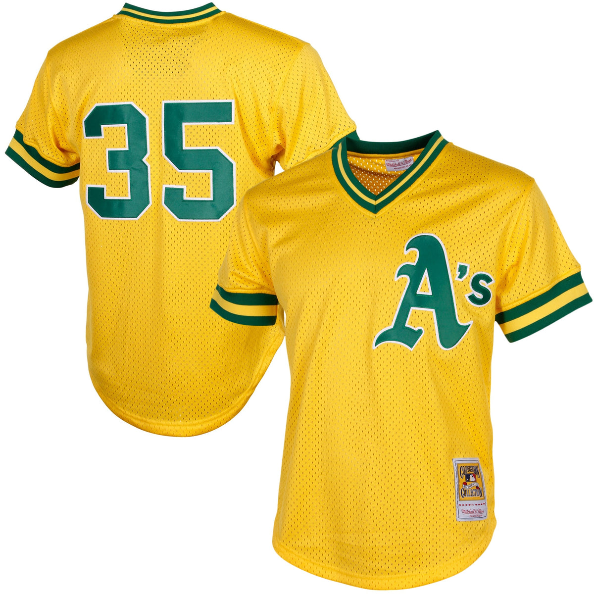Rickey Henderson Oakland Athletics Mitchell Ness Cooperstown Mesh Batting Practice Jersey Yellow