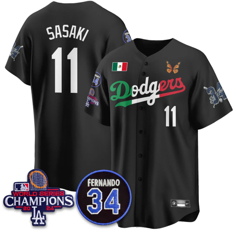 Roki Sasaki Jersey #11 Los Angeles Dodgers Mexican For 34 Stitched Black