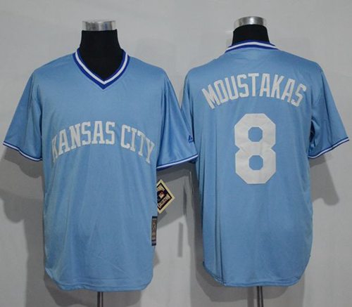 Royals 8 Mike Moustakas Light Blue Cooperstown Stitched Mlb Jersey