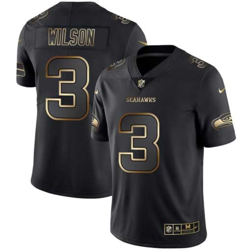 Russell Wilson 3 Seattle Seahawks Nfl Explosion Legendary Gold Black Jersey