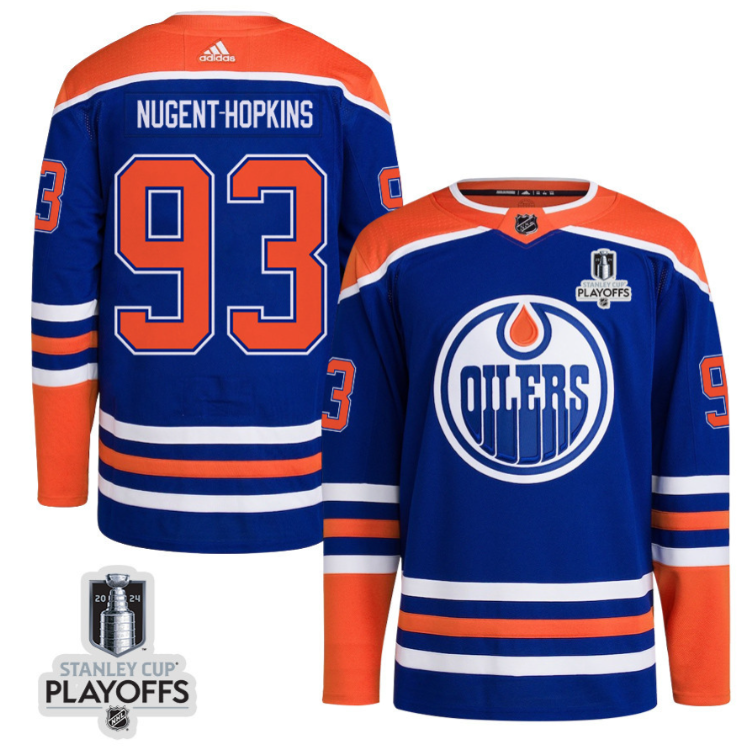 Ryan Nugent-Hopkins 93 Edmonton Oilers 2024 NHL Playoffs Patch Home Jersey Men