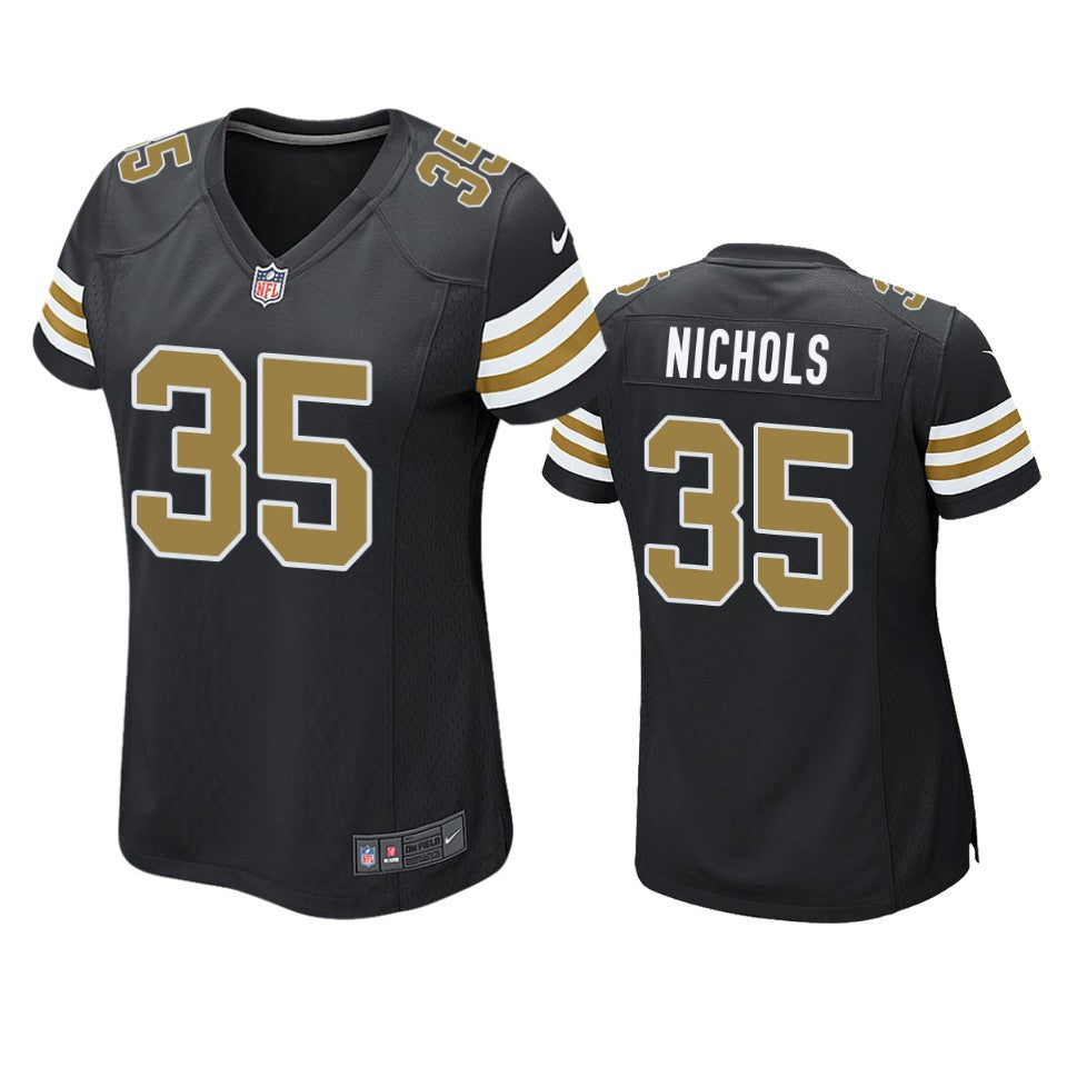 Saints Deatrick Nichols Alternate Game Black Jersey