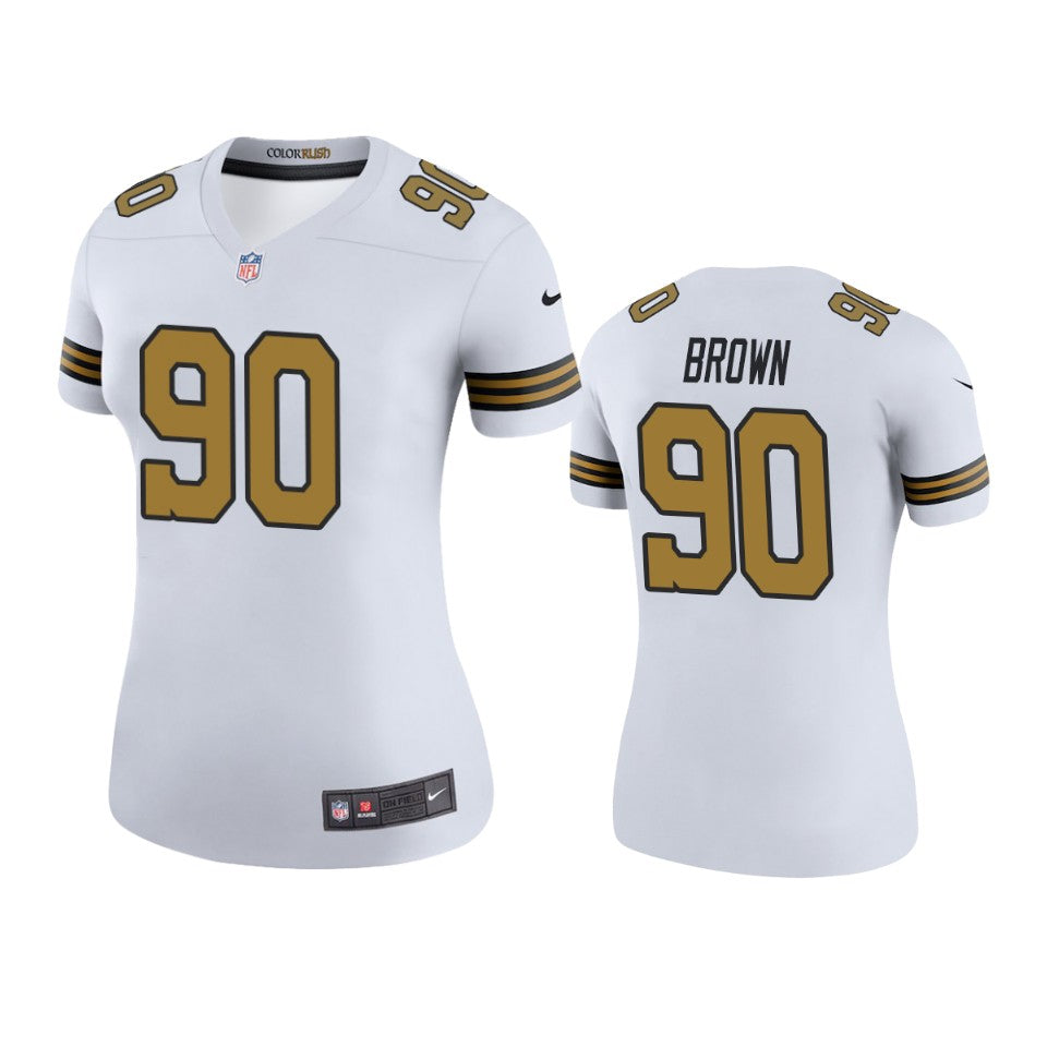 Saints Malcom Brown White Color Rush Legend Jersey