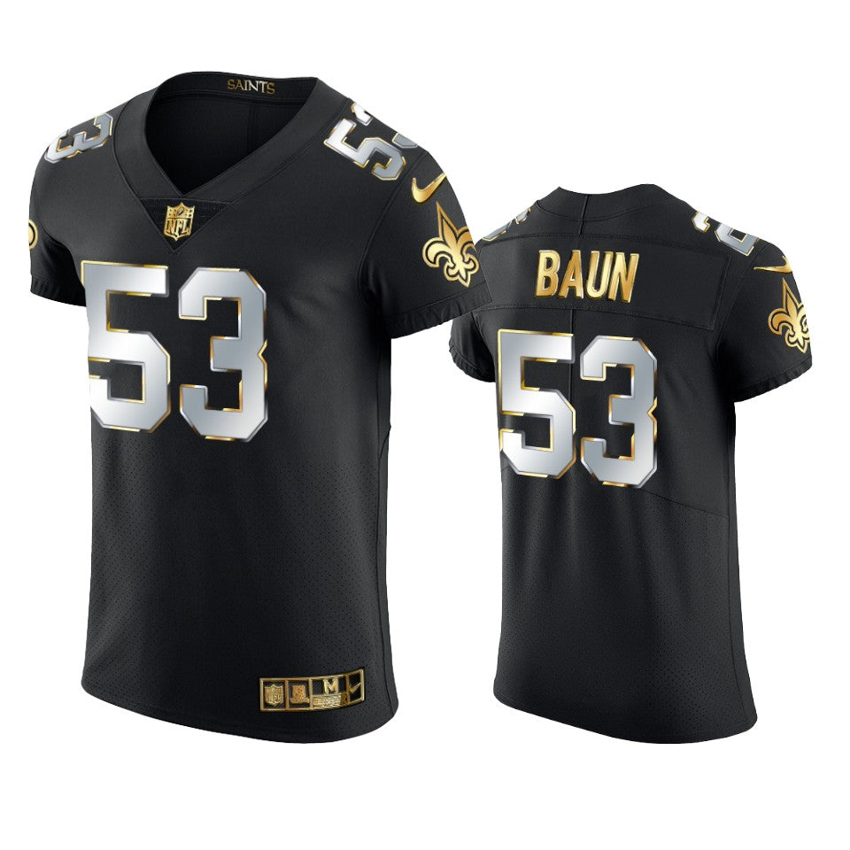 Saints Zack Baun Golden Edition Black Elite Jersey
