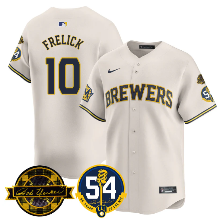 Sal Frelick Jersey #10 Milwaukee Brewers 2025 Bob Uecker, 54 Seasons for Brewers