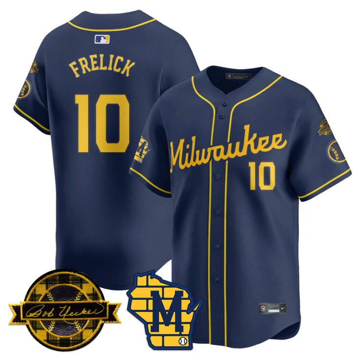 Sal Frelick Jersey #10 Milwaukee Brewers 2025 Limited Bob Uecker Patch Stitched