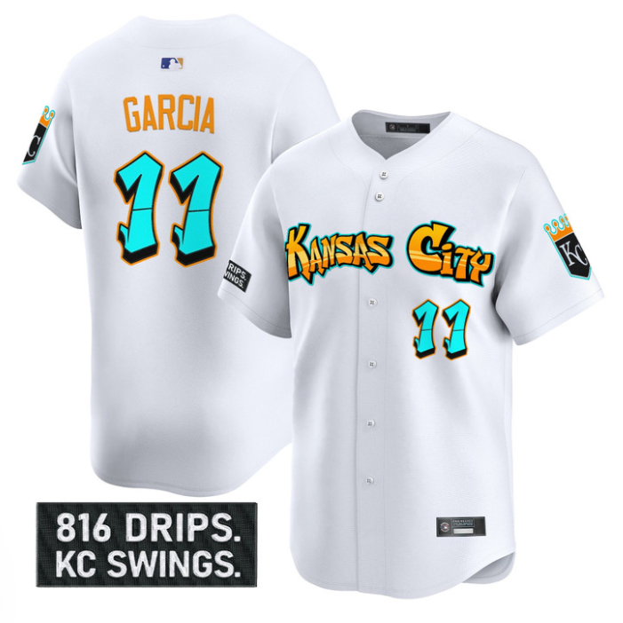 Salvador Perez Jersey #13 Kansas City Royals Graffiti Crown Drop Stitched Black