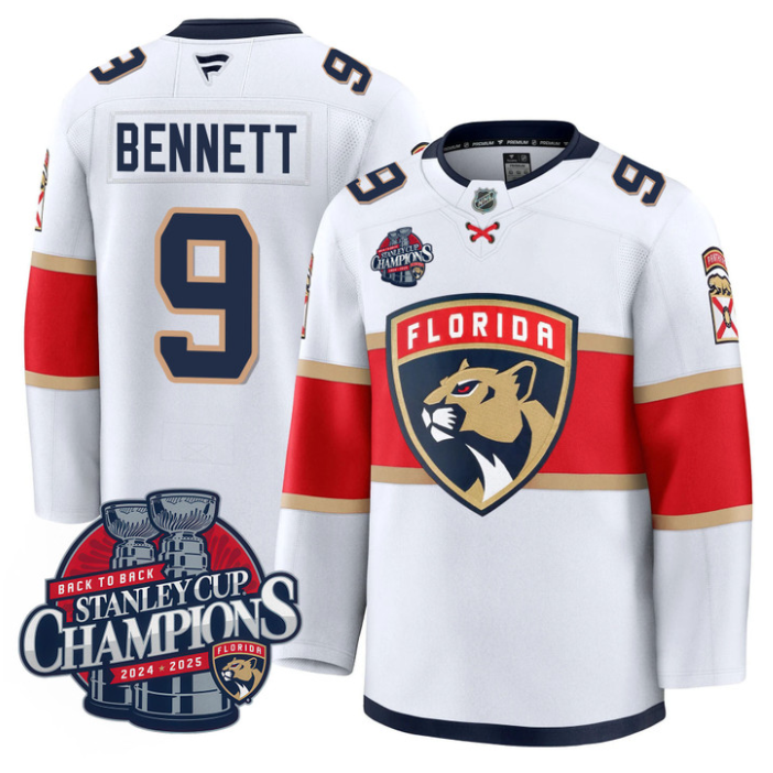 Sam Bennett Jersey #9 Florida Panthers 2025 Stanley Cup Back To Back White