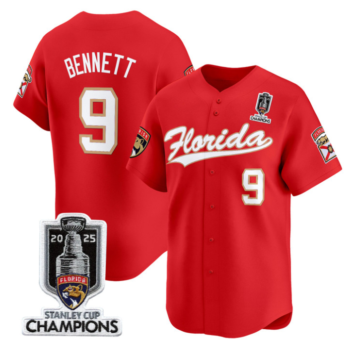 Sam Bennett Jersey #9 Florida Panthers 2025 Stanley Cup Champions Red