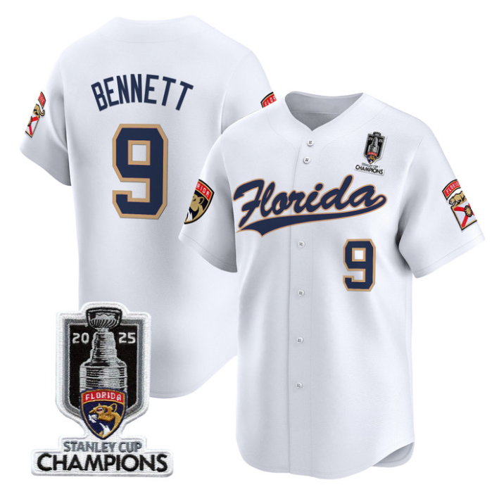 Sam Bennett Jersey #9 Florida Panthers 2025 Stanley Cup Champions White
