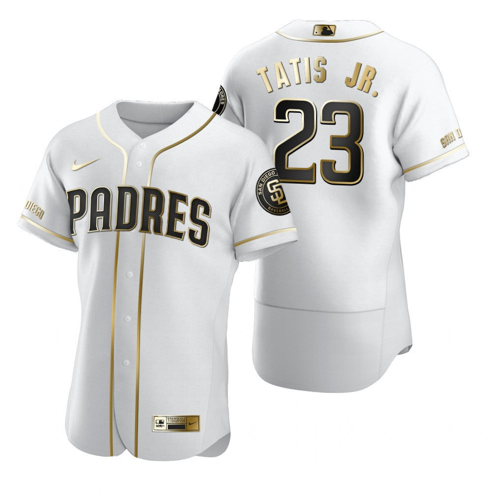San Diego Padres 23 Fernando Tatis Jr Mlb Golden Brandedition White Jersey Gift For Padres Fans