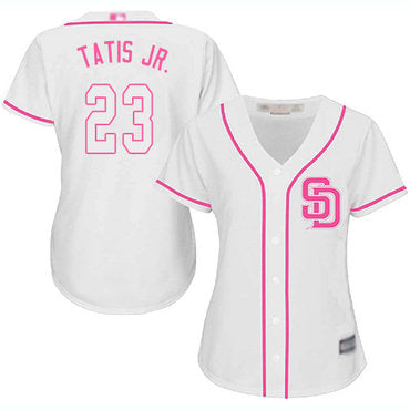 San Diego Padres 23 Fernando Tatis Jr White Pink Fashion Womens Stitched Baseball Jersey