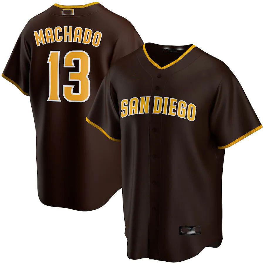 San Diego Padres #13 Manny Machado Brown Alternate Replica Player Jersey Basebal