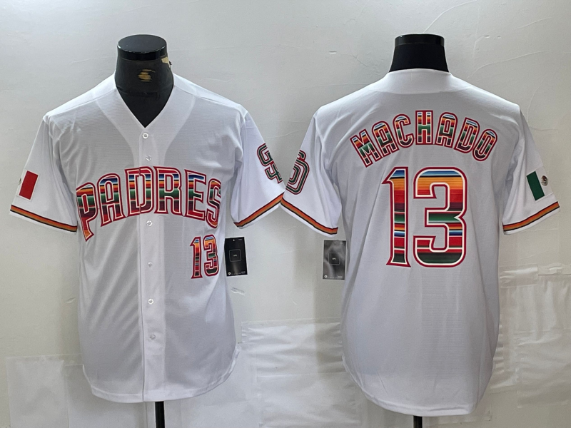San Diego Padres #13 Manny Machado Mexico White Cool Base Stitched Baseball Jers