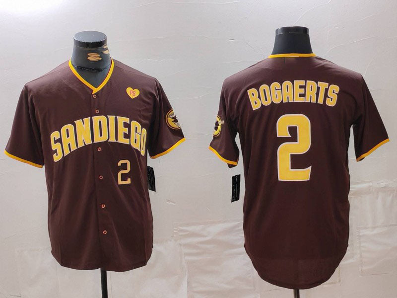 San Diego Padres #2 Xander Bogaerts Brown With PS Patch Cool Base Stitched Baseb