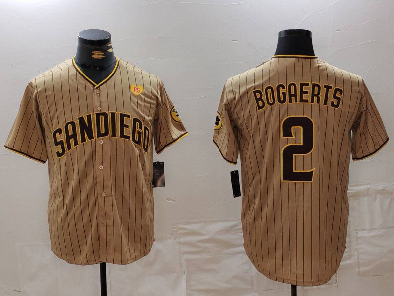 San Diego Padres #2 Xander Bogaerts Khaki With PS Patch Cool Base Stitched Baseb