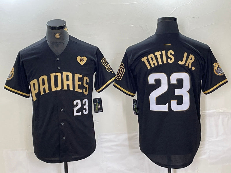 San Diego Padres #23 Fernando Tatis Jr Black Gold With Patch Cool Base Stitched