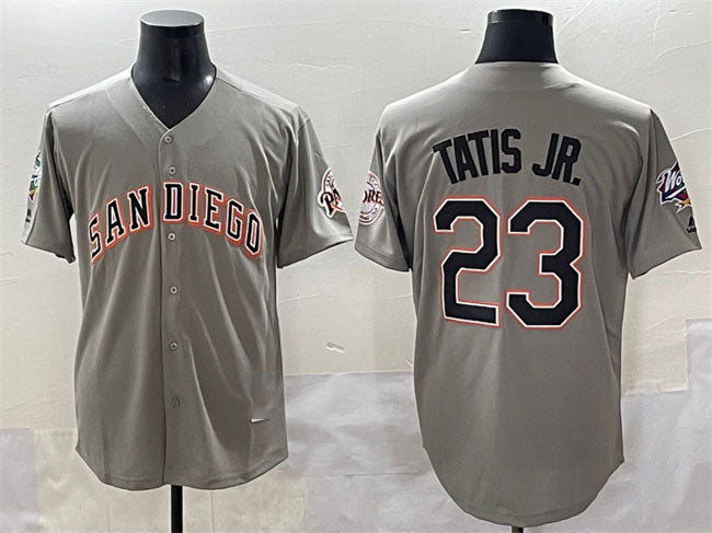 San Diego Padres #23 Fernando Tatis Jr. Gray Fashion Throwback With Patch Cool B