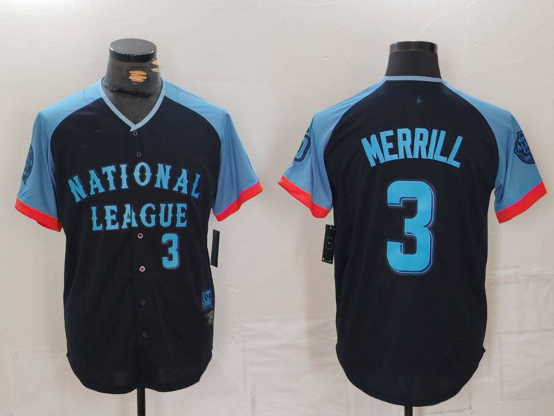 San Diego Padres #3 Jackson Merrill Number Navy 2024 All Star Limited Stitched B