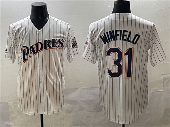 San Diego Padres #31 Dave Winfield White Throwback With Patch Cool Base Stitched