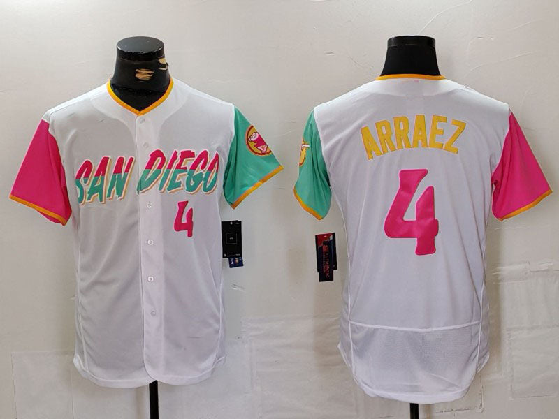 San Diego Padres #4 Luis Arraez Number White 2023 City Connect Flex Base Stitche
