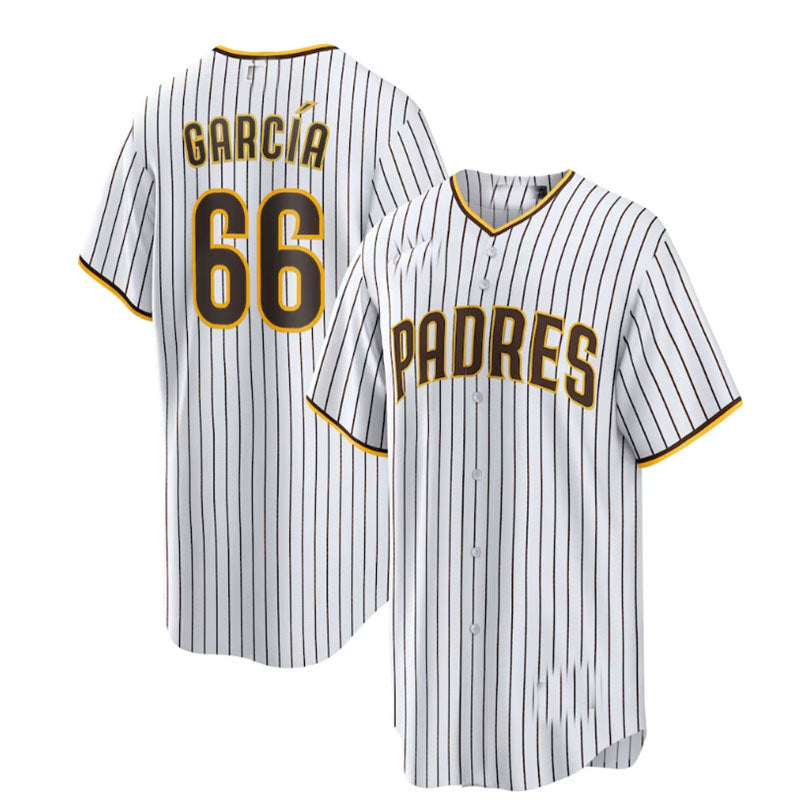 San Diego Padres #66 Luis Garca Home Replica Player Jersey White Baseball Jers