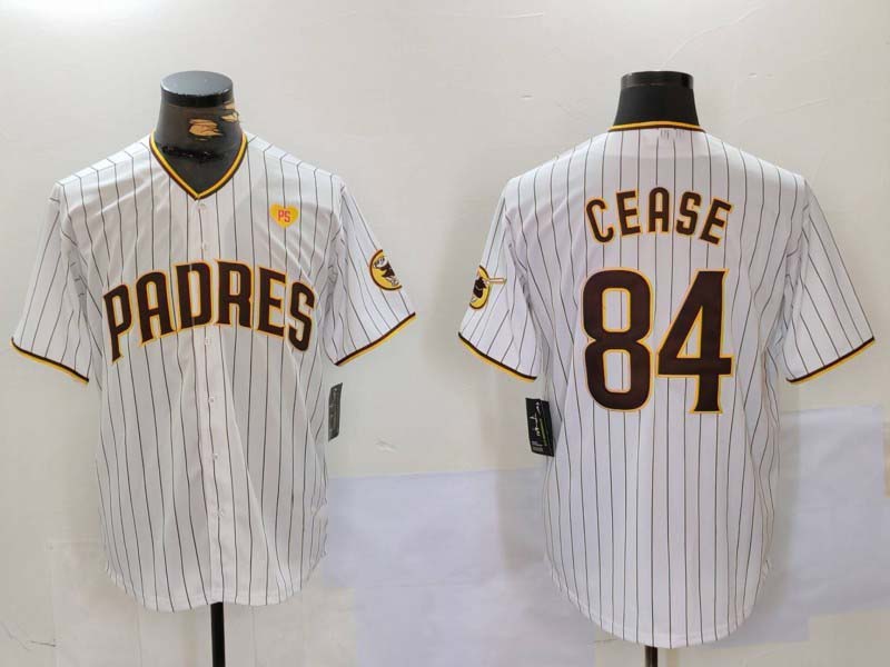 San Diego Padres #84 Dylan Cease White Team Logo With PS Patch Stitched Cool Bas