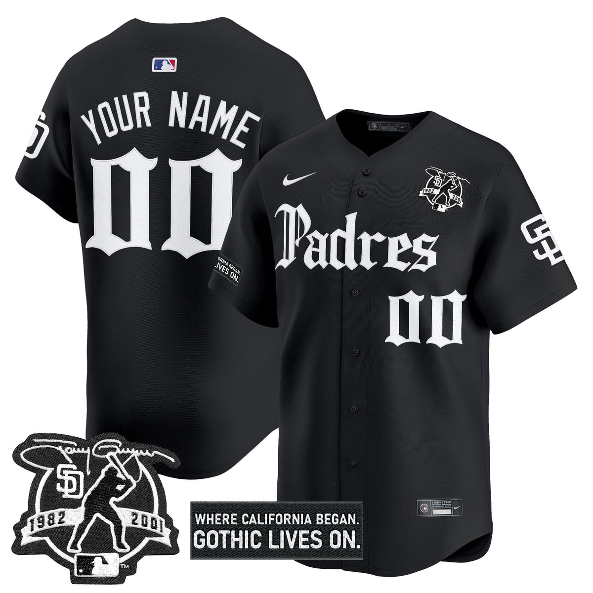 San Diego Padres ‘Gothic Edition&' Vapor Premier Limited Custom Jersey V2 All S