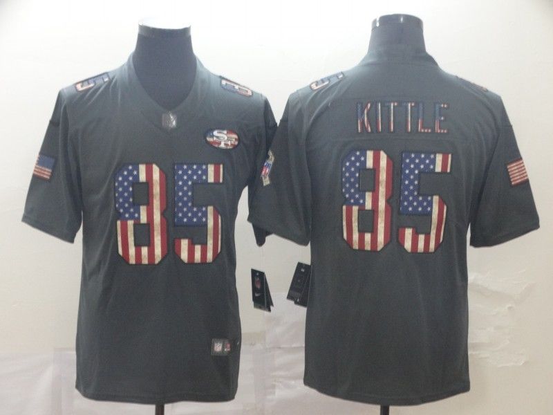 San Francisco 49ers George Kittle 85 American Flag 2020 Nfl Black Jersey Jersey