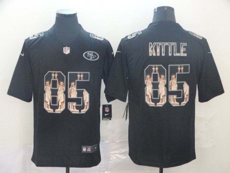 San Francisco 49ers George Kittle 85 Statue Of Liberty 2020 Nfl Black Jersey Jersey
