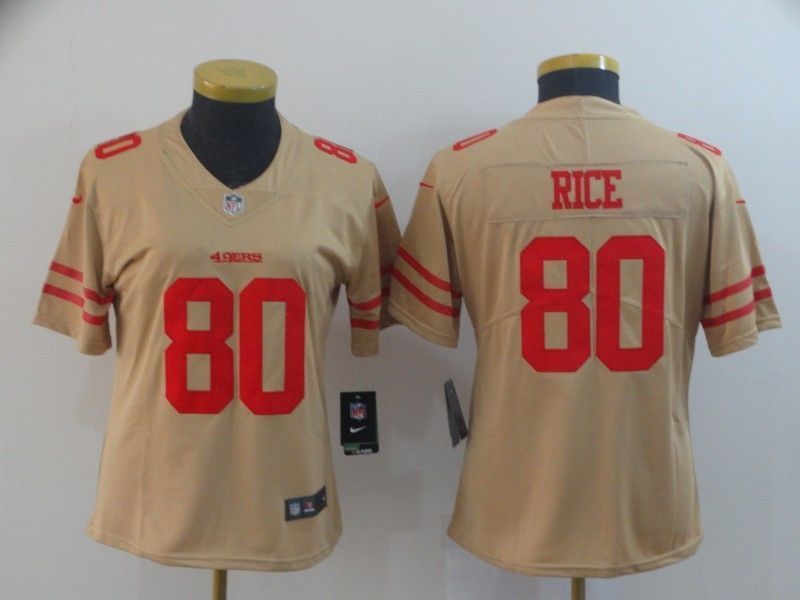 San Francisco 49ers Jerry Rice 80 2020 Nfl Golden Womens Jersey Jersey
