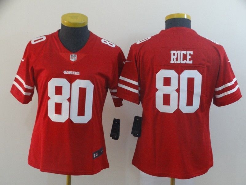 San Francisco 49ers Jerry Rice 80 2020 Nfl Red Womens Jersey Jersey