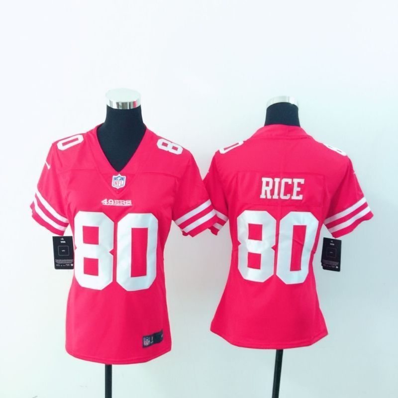 San Francisco 49ers Jerry Rice 80 Nfl 2020 Dark Pink Womens Jersey