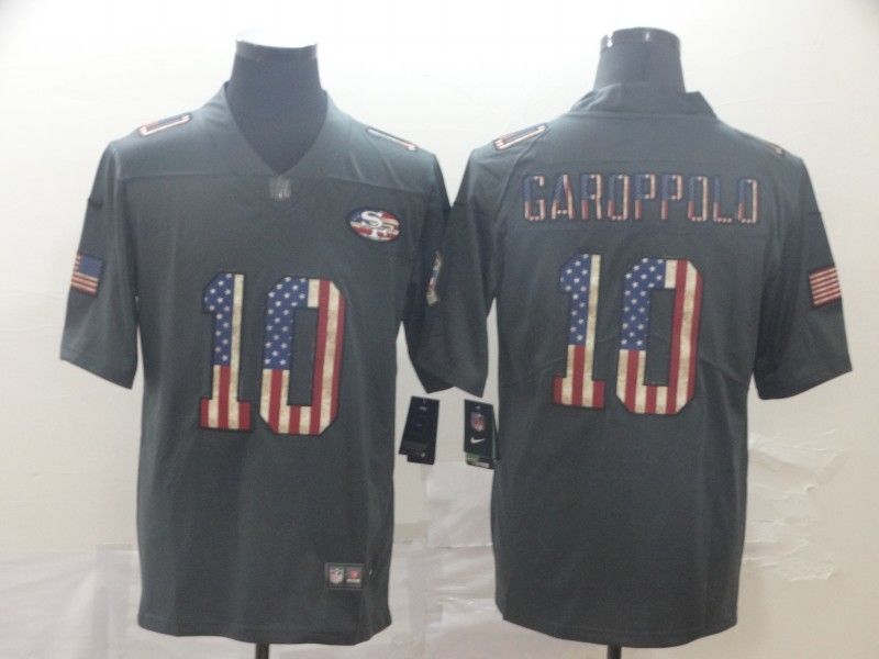 San Francisco 49ers Jimmy Garoppolo 10 American Flag 2020 Nfl Black Jersey Jersey